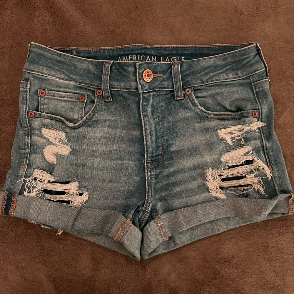 American Eagle Outfitters Blue Jean Shorts Distressed Style